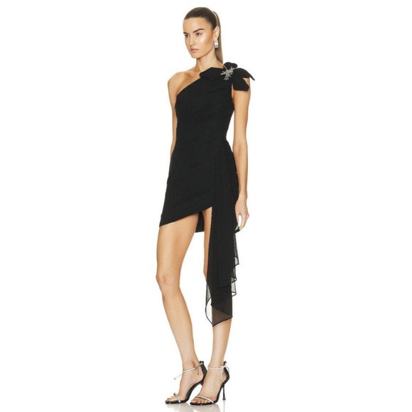 PatBO Flower Applique Mini Dress Black Flower - Picture 9 of 10